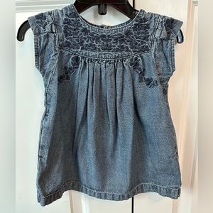 Tea Collection Embroidered Denim Dress (Size 6-12 Months)